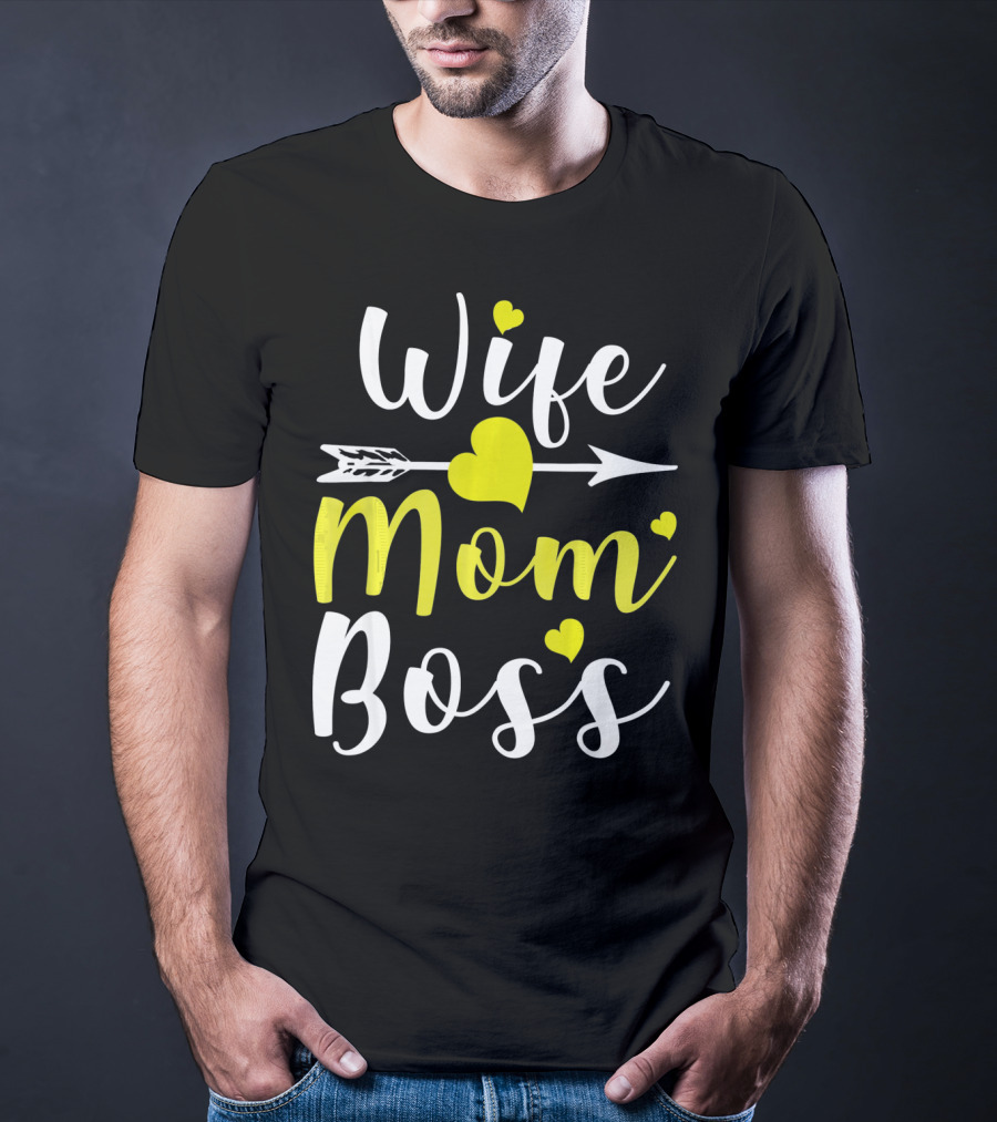 Wife Mom Boss Arrow Heart T-Shirt