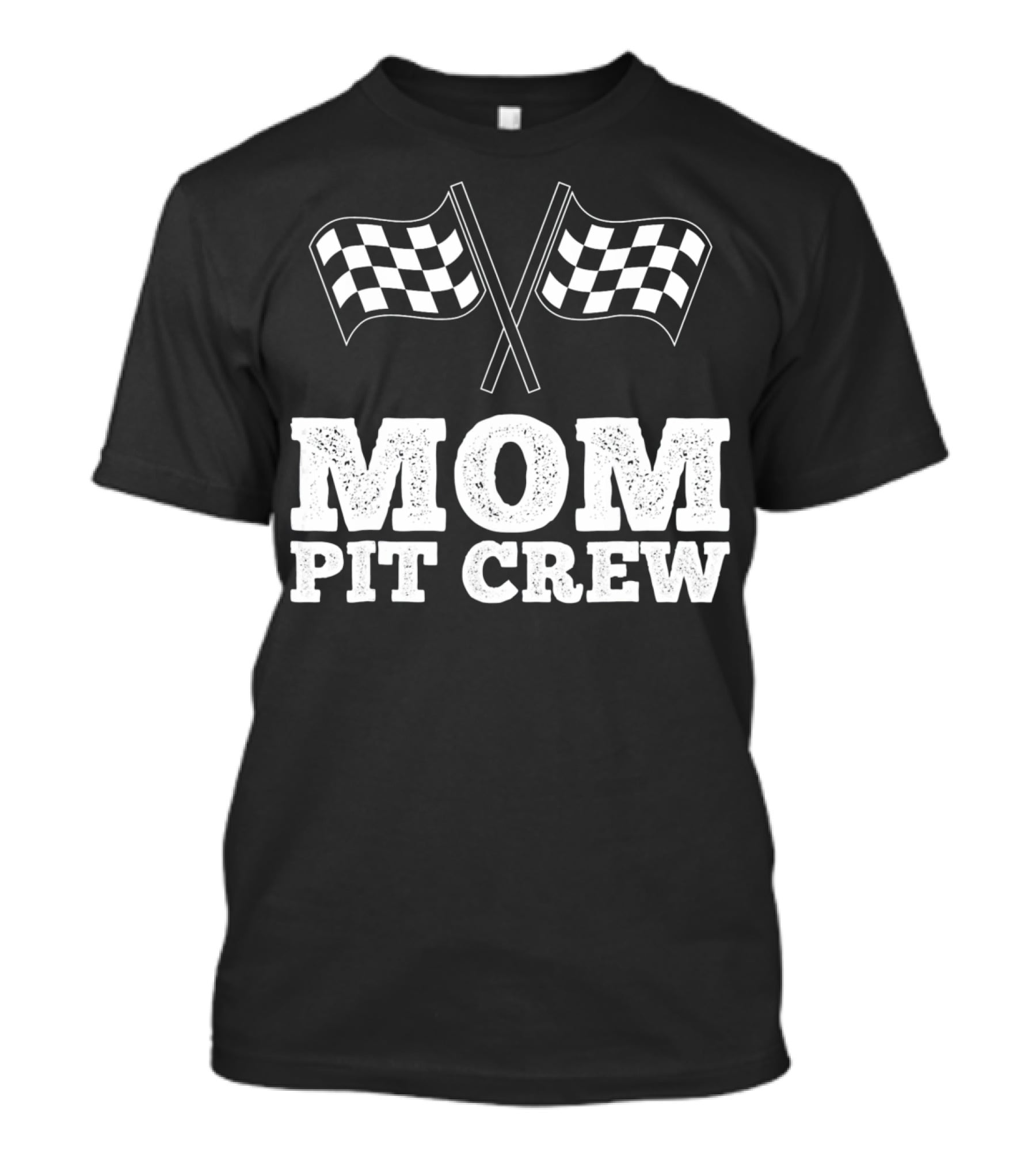Mom Pit Crew Racing Checkered Flags Birthday T-Shirt