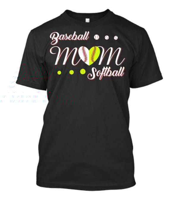 Baseball Softball Mom Heart Balls T-Shirt