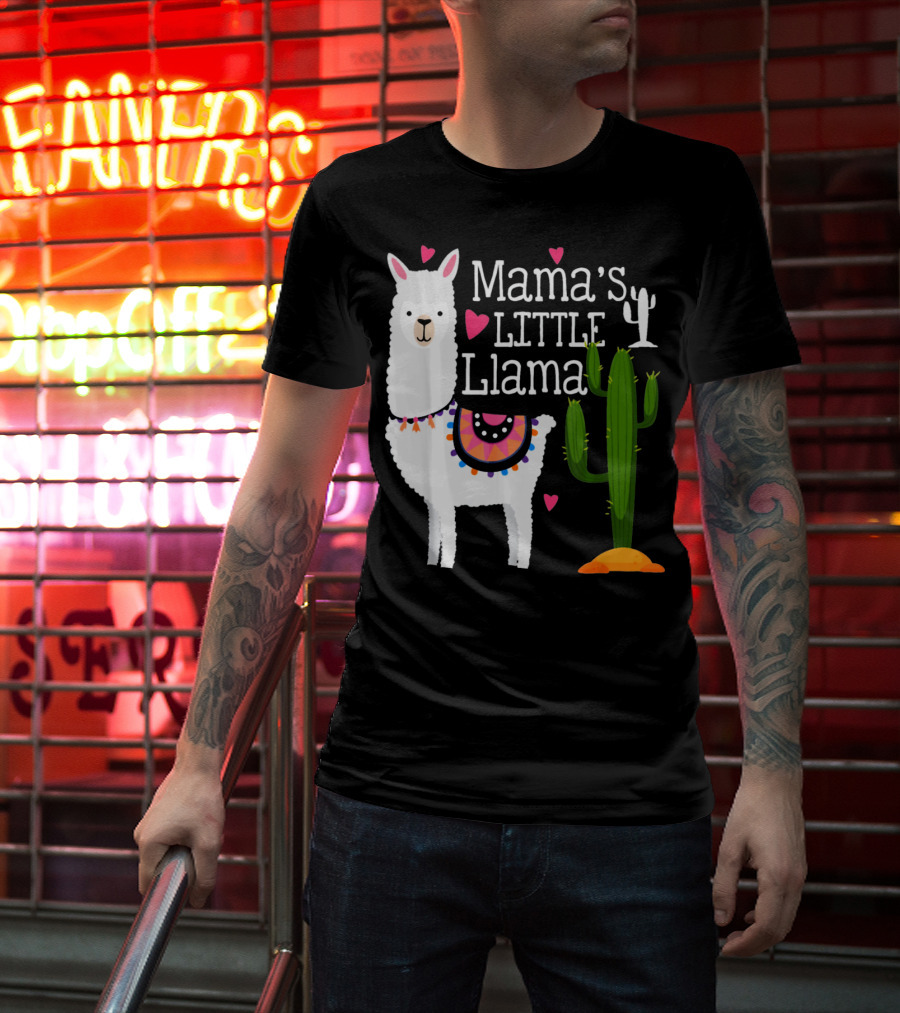 Mama's Little Llama Cute Heart Cactus T-Shirt