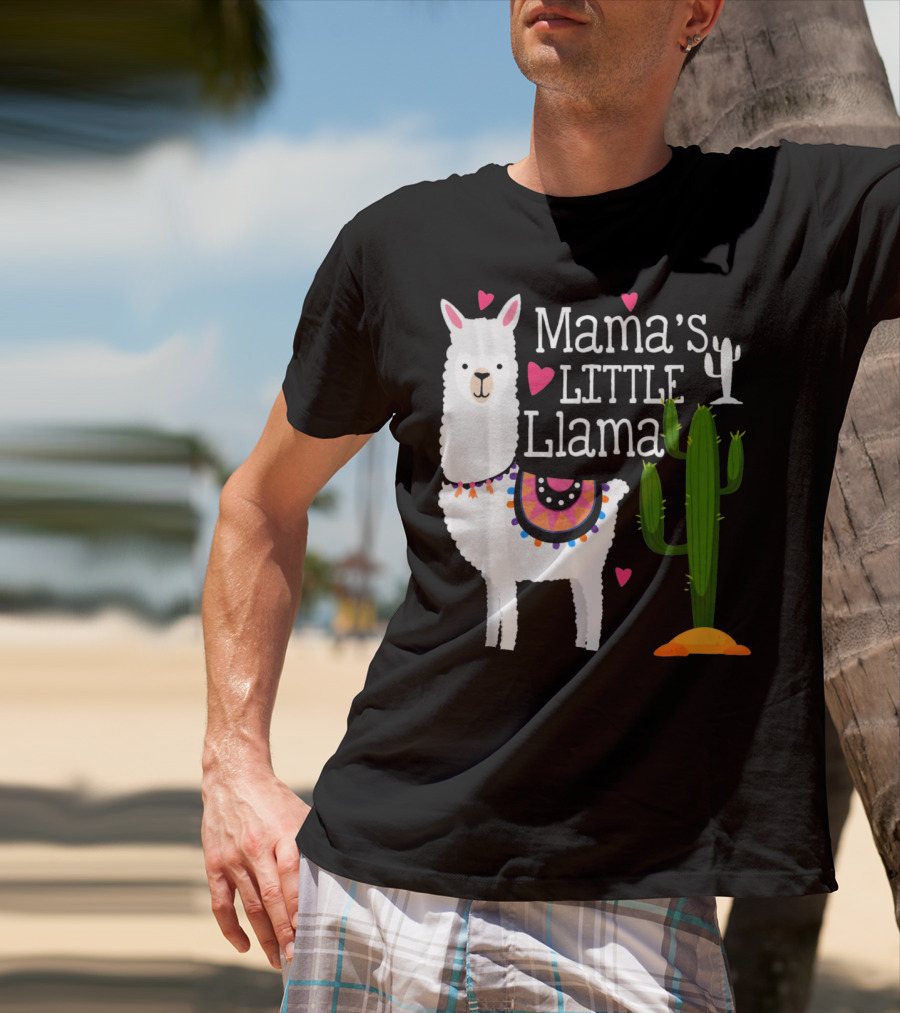 Mama's Little Llama Cute Heart Cactus T-Shirt