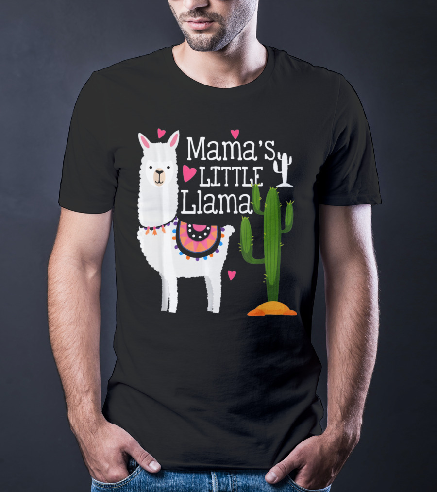 Mama's Little Llama Cute Heart Cactus T-Shirt
