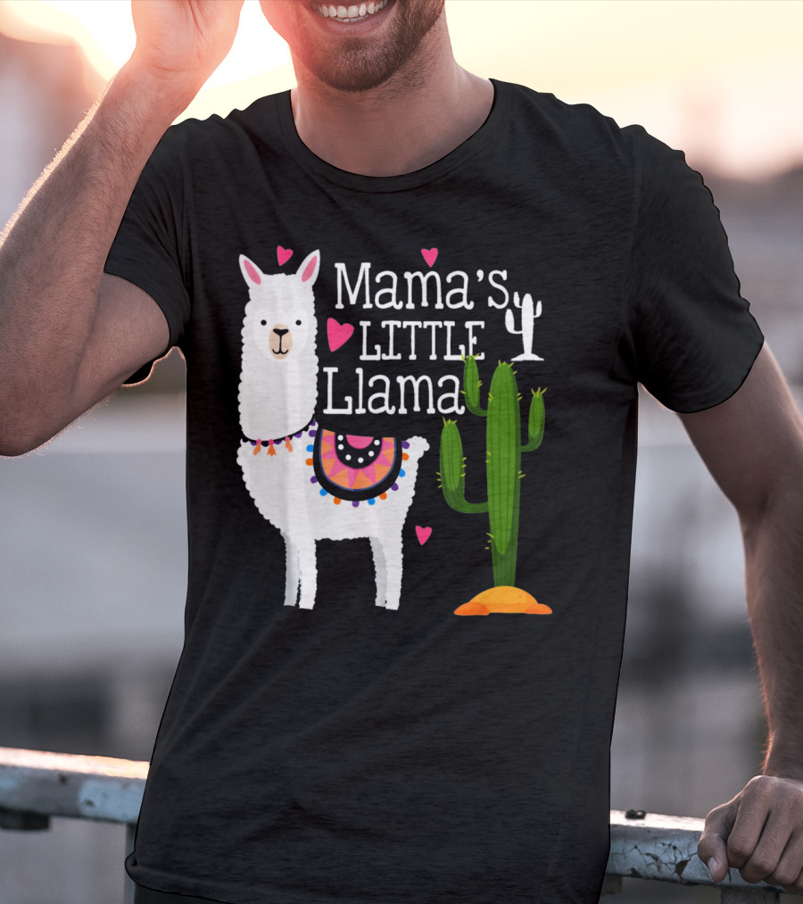 Mama's Little Llama Cute Heart Cactus T-Shirt
