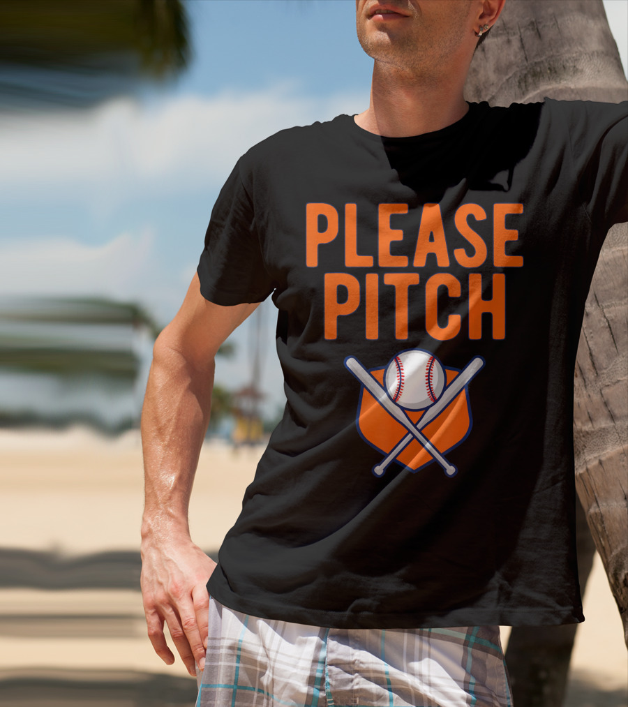 Please Pitch Baseball Funny Adult T-Shirt