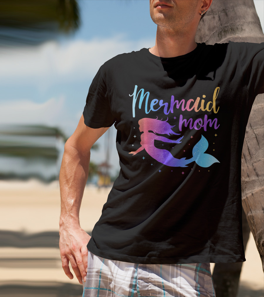 Mermaid Mom Gradient Silhouette For Bachelorette Party T-Shirt