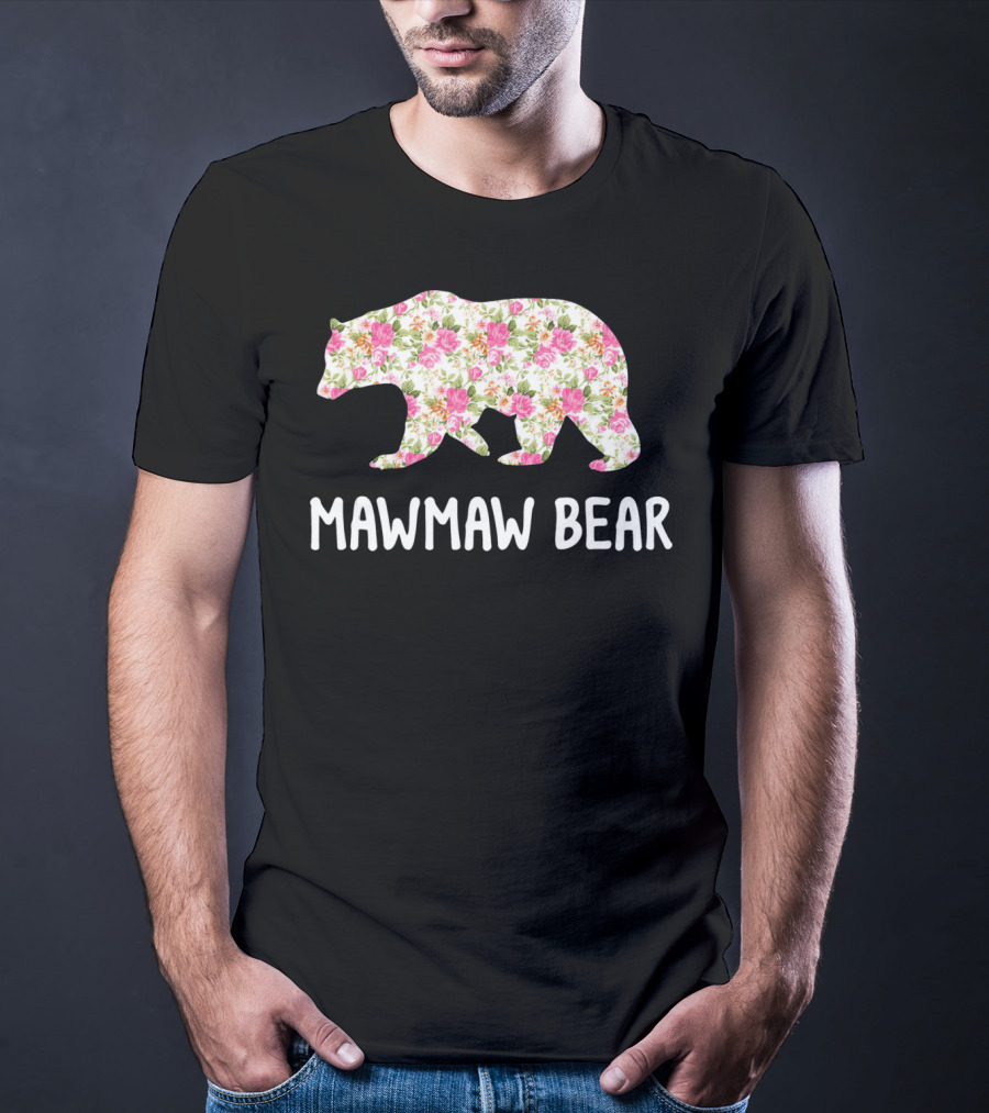 Mawmaw Bear Floral Grandmother T-Shirt