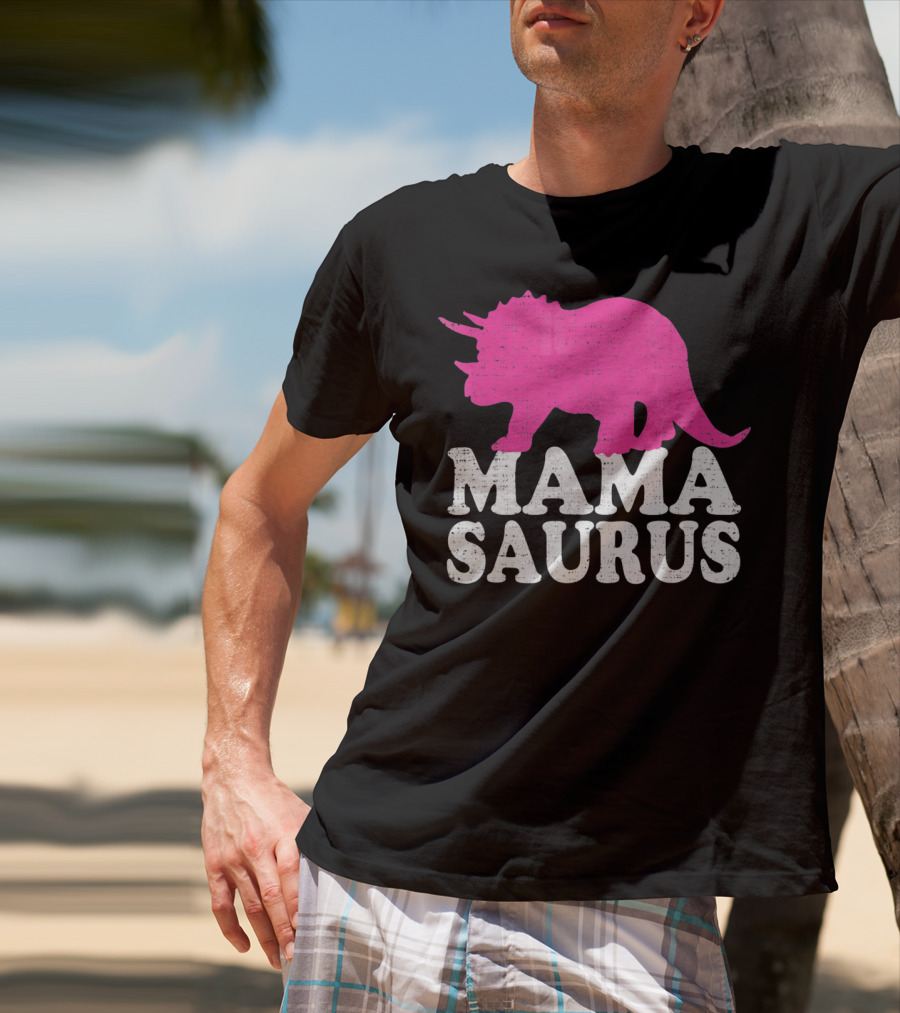 MAMASAURUS Pink Triceratops T-Shirt