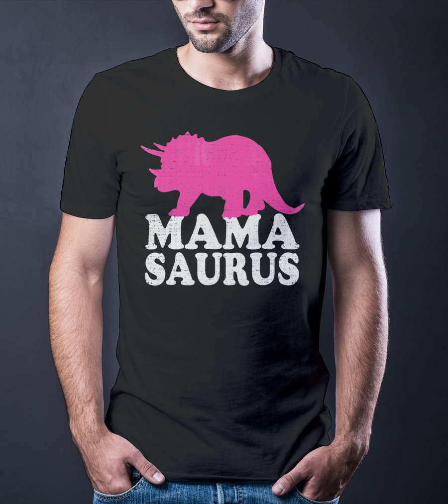 MAMASAURUS Pink Triceratops T-Shirt