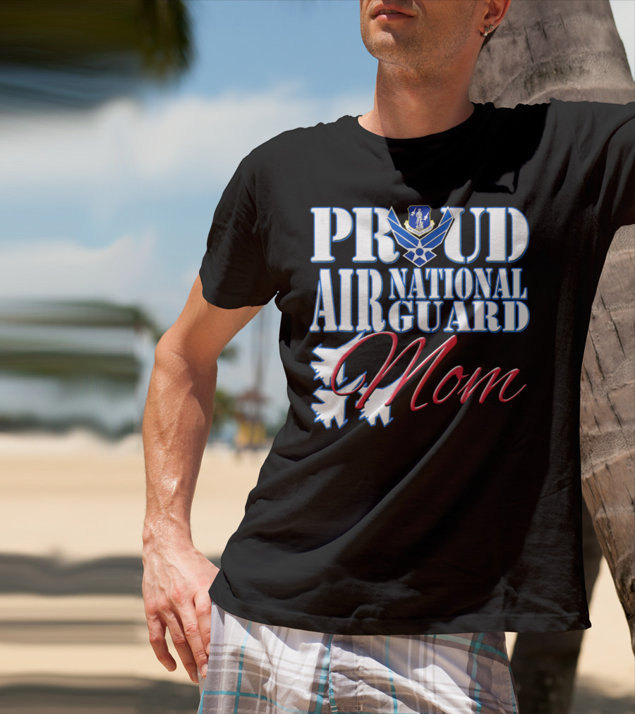 Proud Air National Guard Mom USAF Emblem With Jet T-Shirt