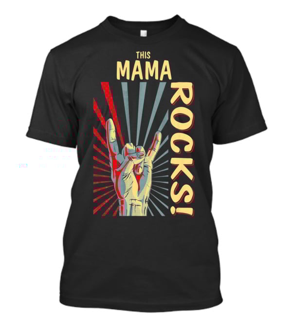 This Mama Rocks Vintage Retro Hand Gesture Concert T-Shirt