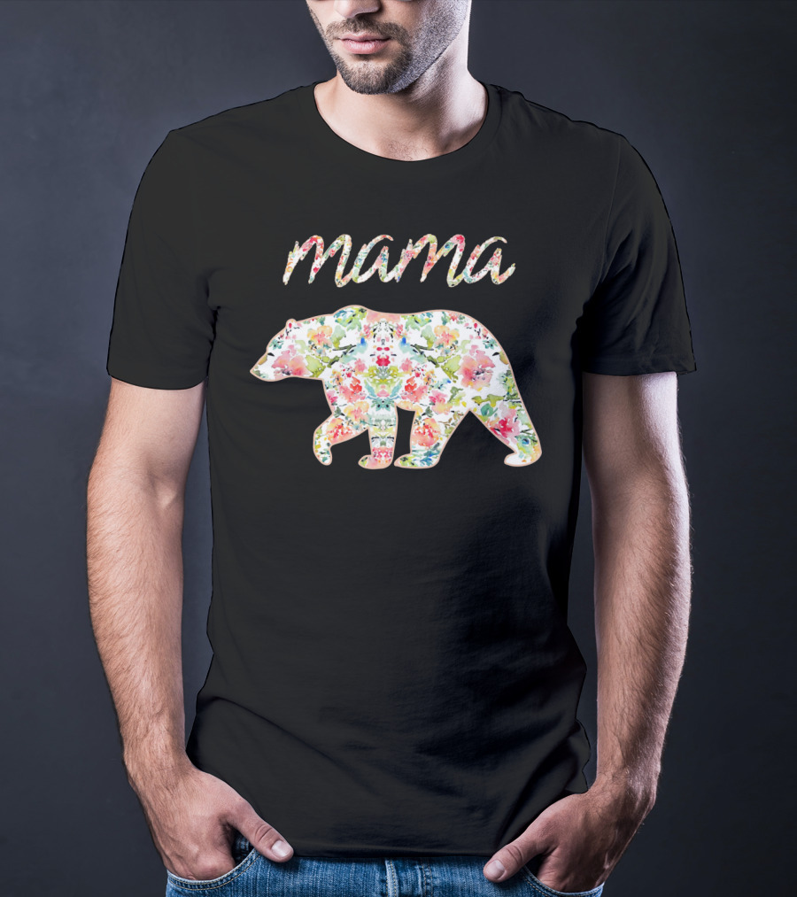 Mama Bear Floral Pattern With Colorful Flowers T-Shirt