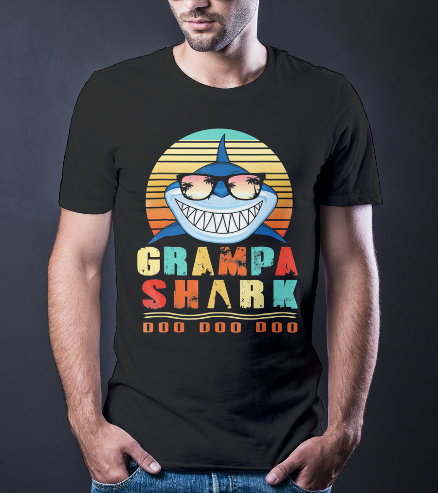 Grampa Shark Doo Doo Doo Retro Vintage T-Shirt