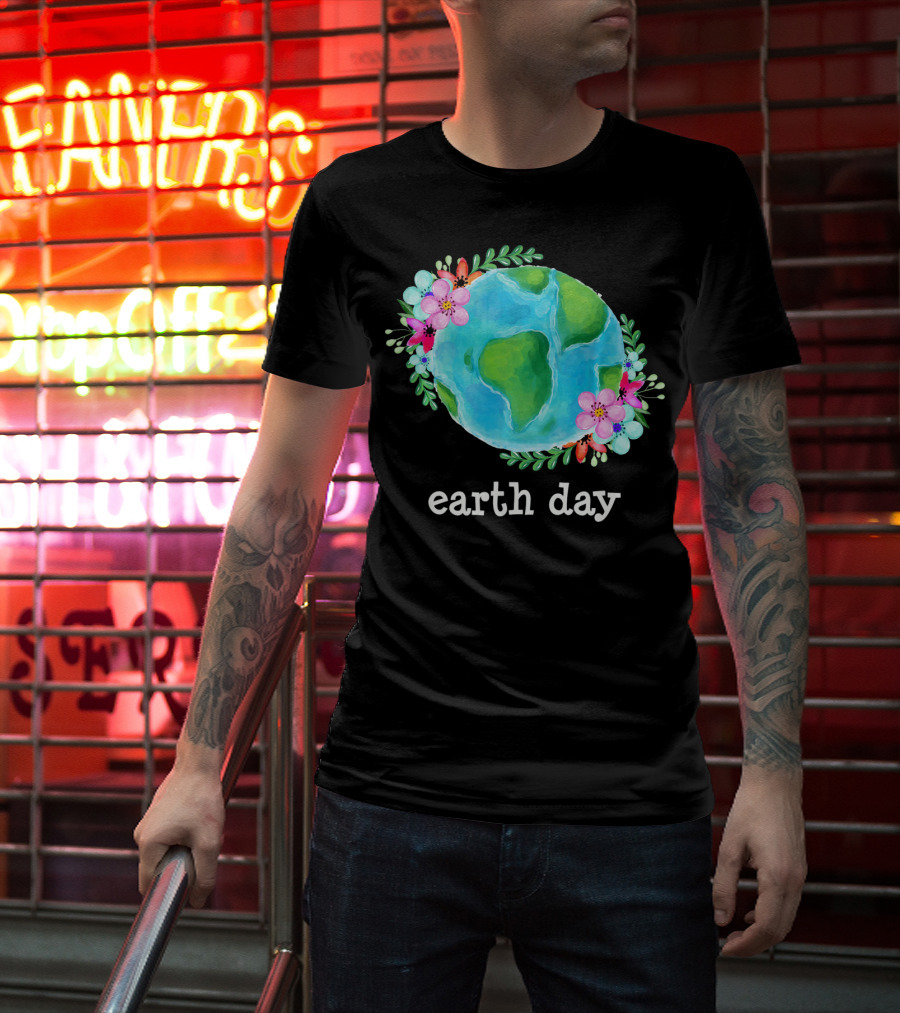 Earth Day Floral Globe Mother Nature T-Shirt