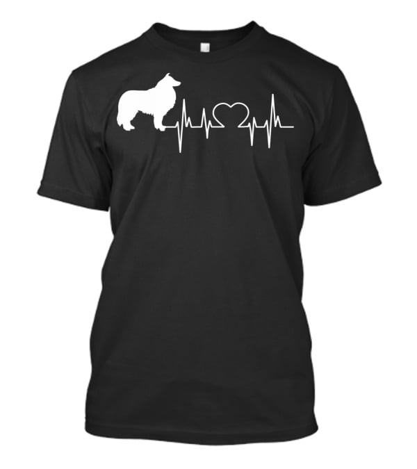 Rough Collie Dad Heartbeat With Heart Outline T-Shirt