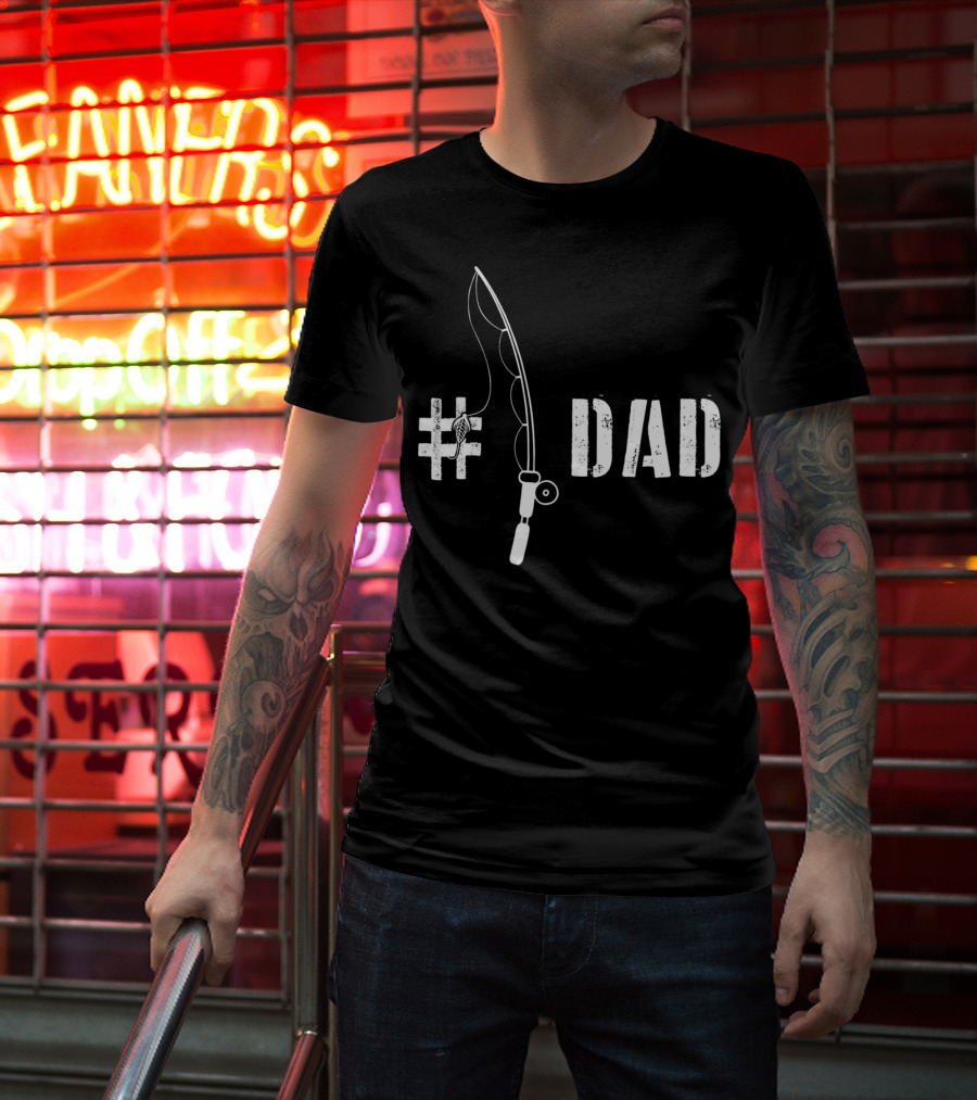 1 Dad Fishing Daddy Fat Funny Fisherman T-Shirt