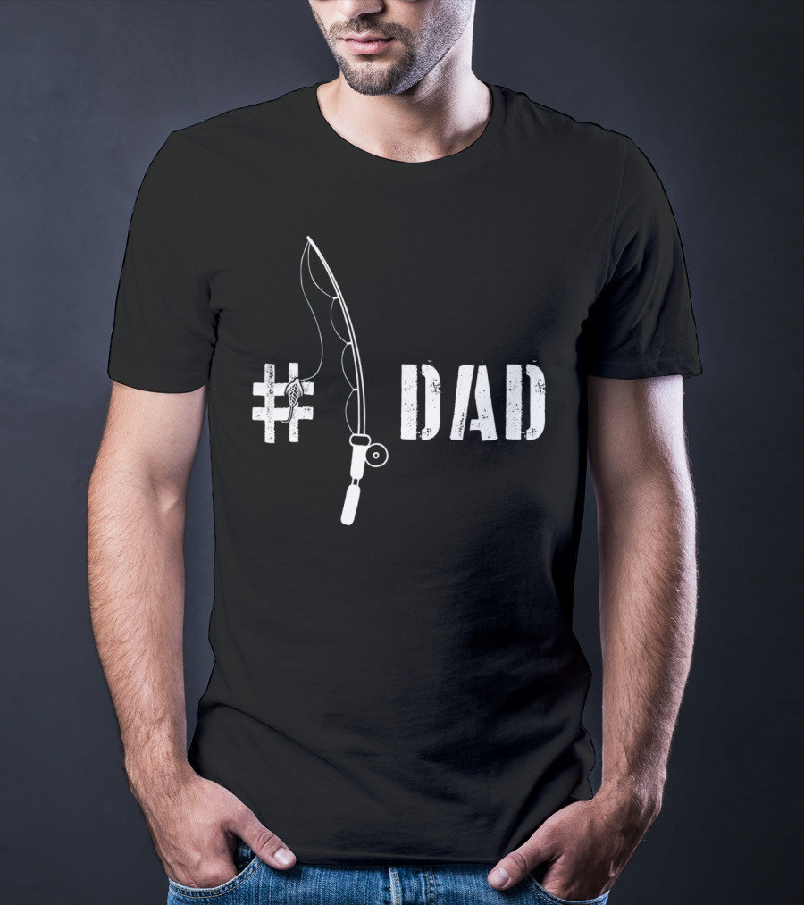 1 Dad Fishing Daddy Fat Funny Fisherman T-Shirt