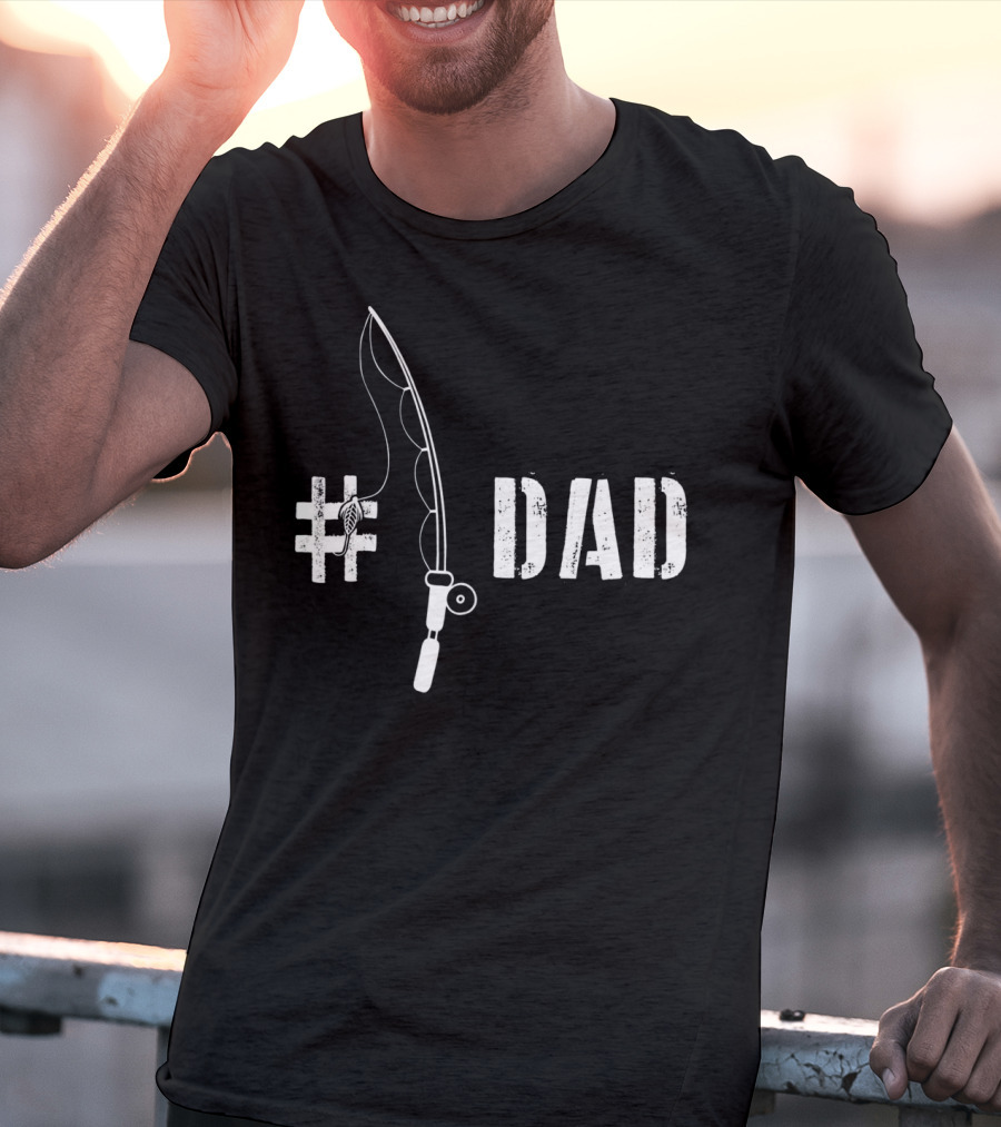 1 Dad Fishing Daddy Fat Funny Fisherman T-Shirt