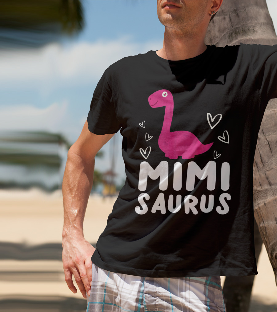 Mimisaurus Rex Mimi Saurus Din Pink Dinosaur With Hearts T-Shirt