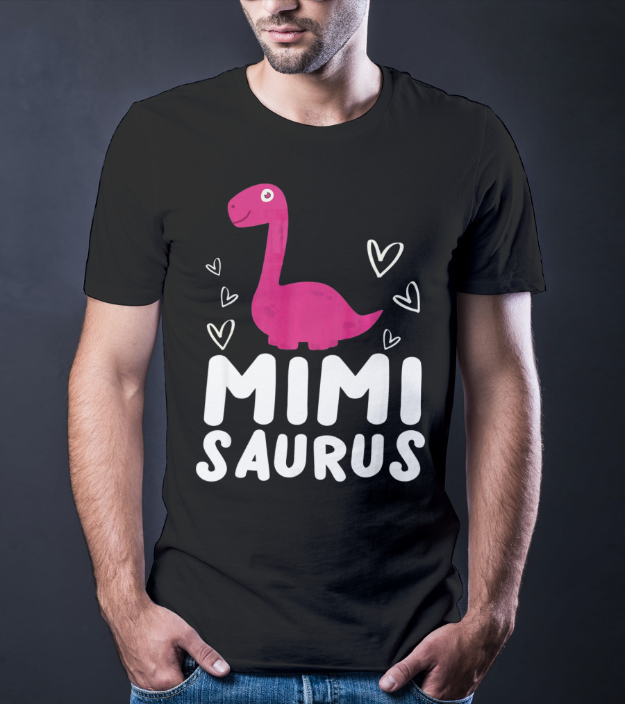 Mimisaurus Rex Mimi Saurus Din Pink Dinosaur With Hearts T-Shirt