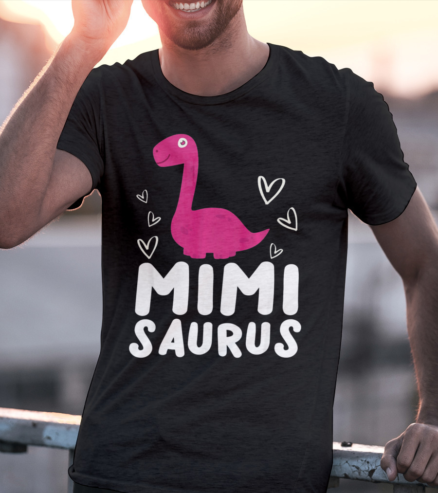 Mimisaurus Rex Mimi Saurus Din Pink Dinosaur With Hearts T-Shirt