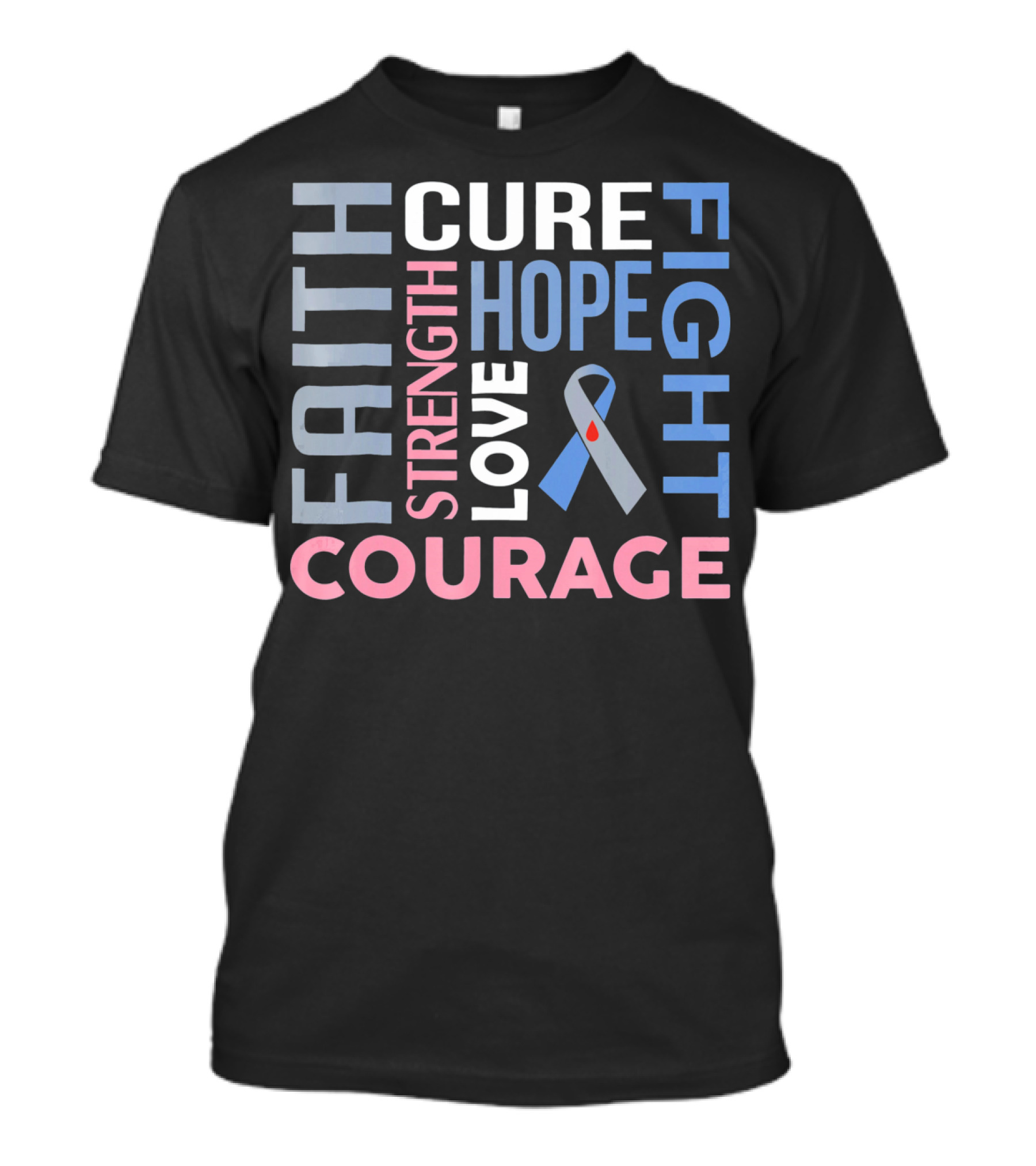 Faith Cure Fight Strength Hope Love Courage Diabetes Awareness T-Shirt