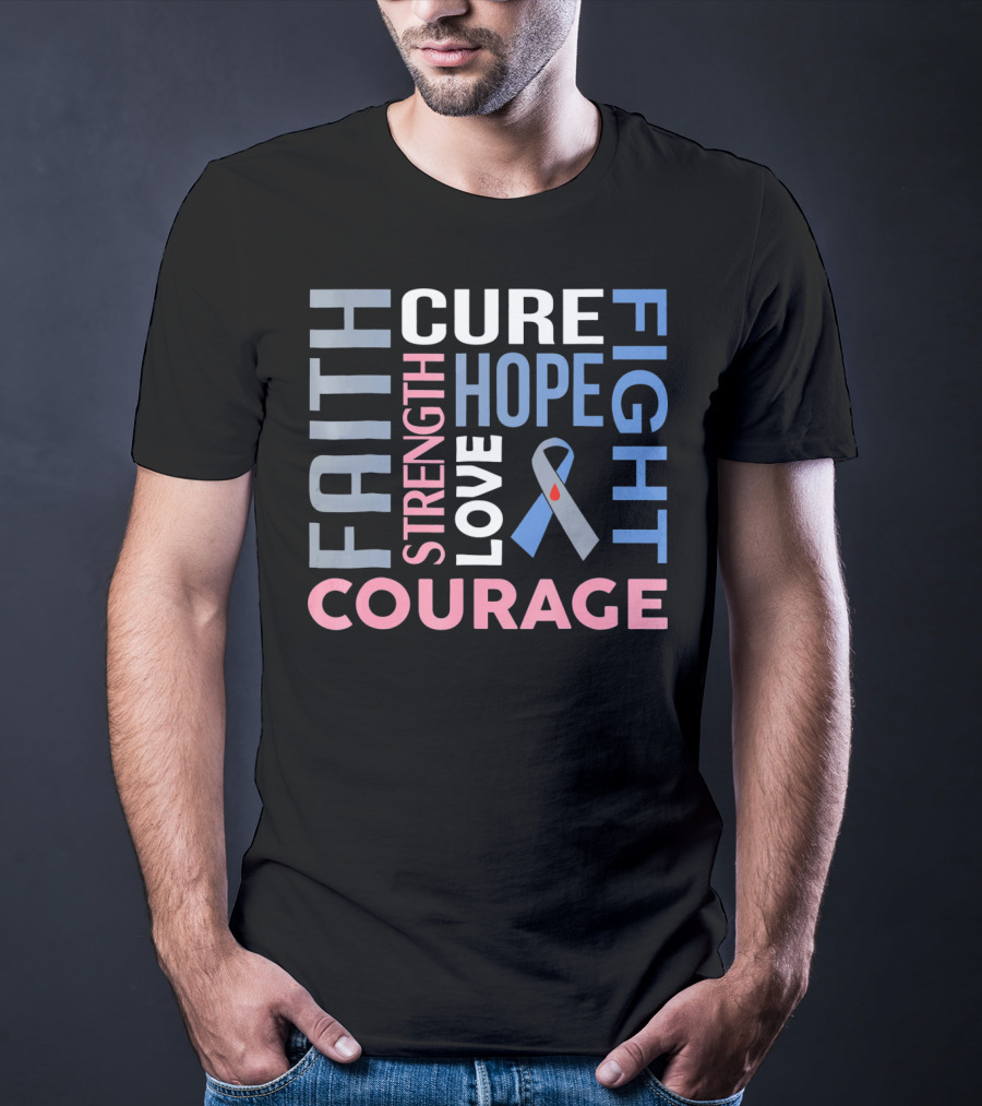Faith Cure Fight Strength Hope Love Courage Diabetes Awareness T-Shirt