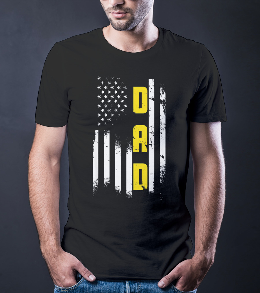 Thin Gold Line Flag Dad 911 Dispatcher Father's Day T-Shirt