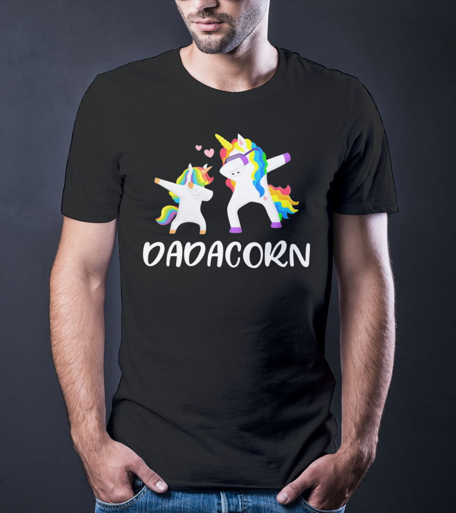 Dadacorn Rainbow Unicorn Daddy And Child Dancing T-Shirt