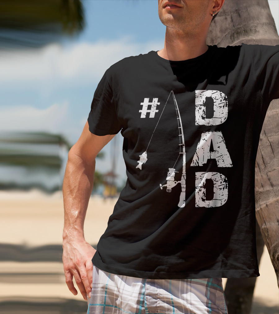 1 Dad Fishing Rod Catching Fish T-Shirt