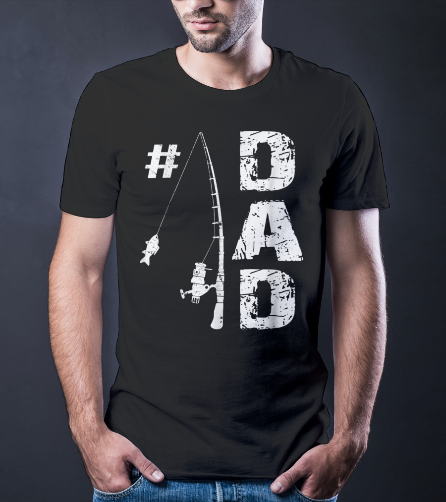 1 Dad Fishing Rod Catching Fish T-Shirt
