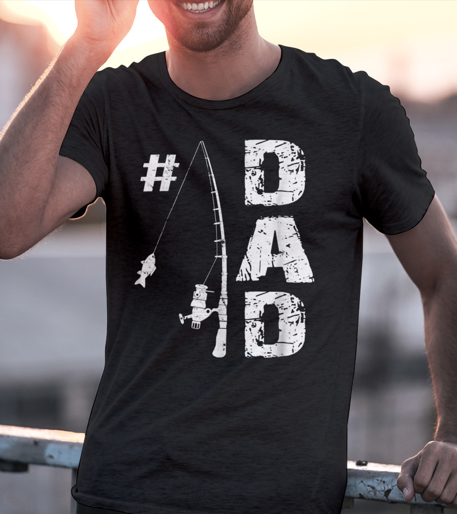 1 Dad Fishing Rod Catching Fish T-Shirt