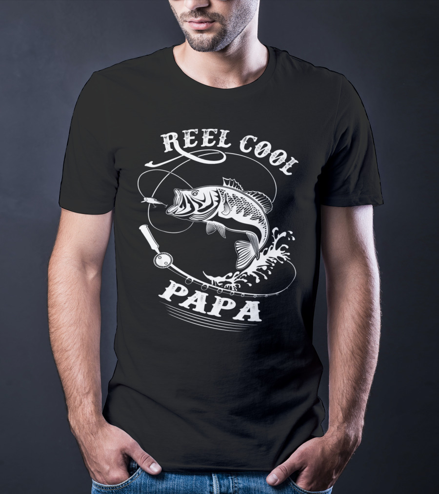 Reel Cool Papa Bass Fishing Rod Splash Enthusiast T-Shirt