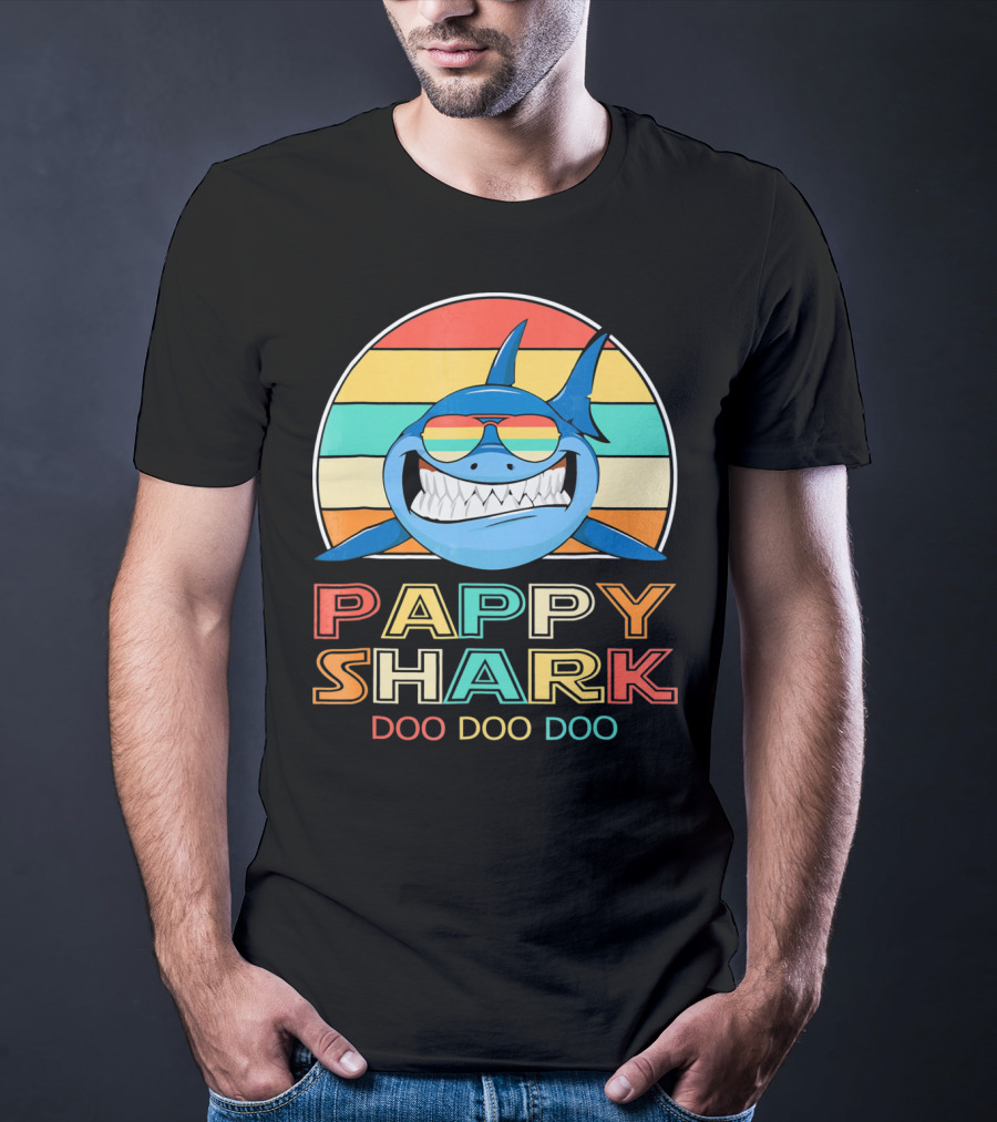 Pappy Shark Doo Doo Doo Retro Vintage T-Shirt