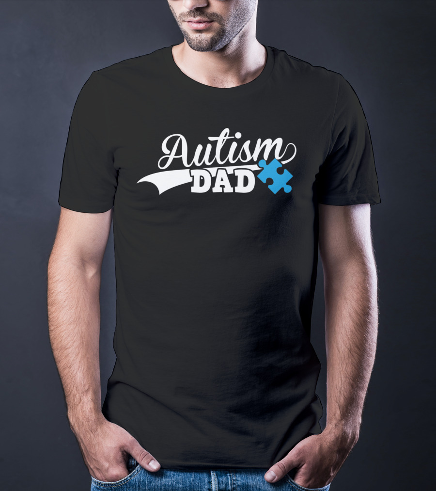 Autism Dad Puzzle Piece Awareness T-Shirt