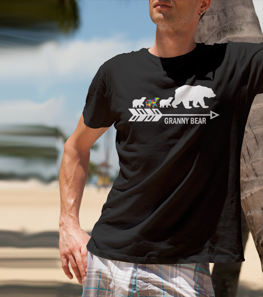 Granny Bear Autism Awareness Bear Family Arrow T-Shirt
