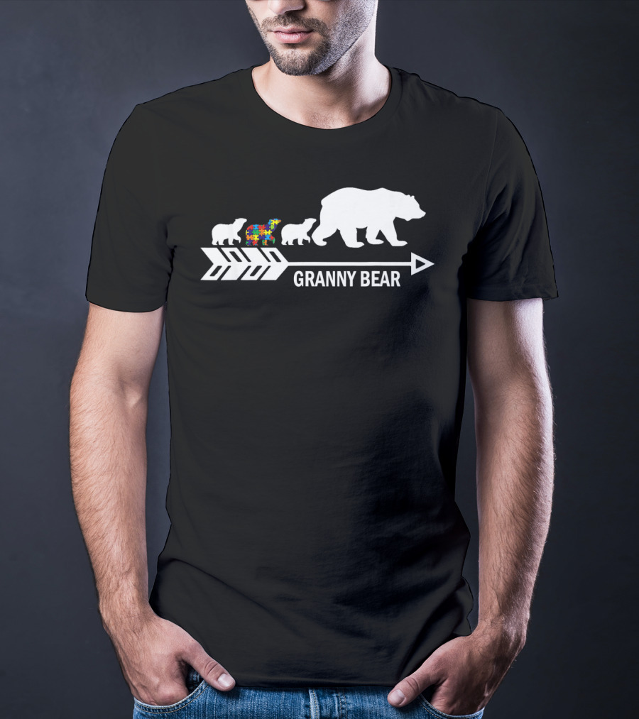 Granny Bear Autism Awareness Bear Family Arrow T-Shirt
