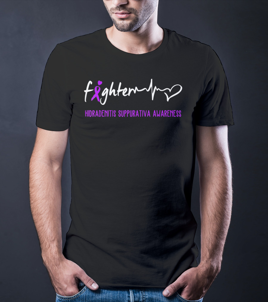 Fighter Hidradenitis Suppurativa Awareness Heartbeat T-Shirt