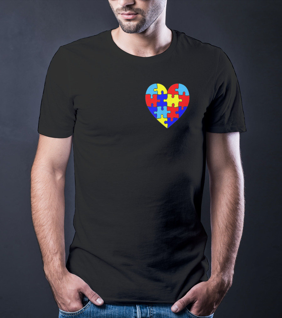 Autism Awareness Heart Love Parent Puzzle T-Shirt