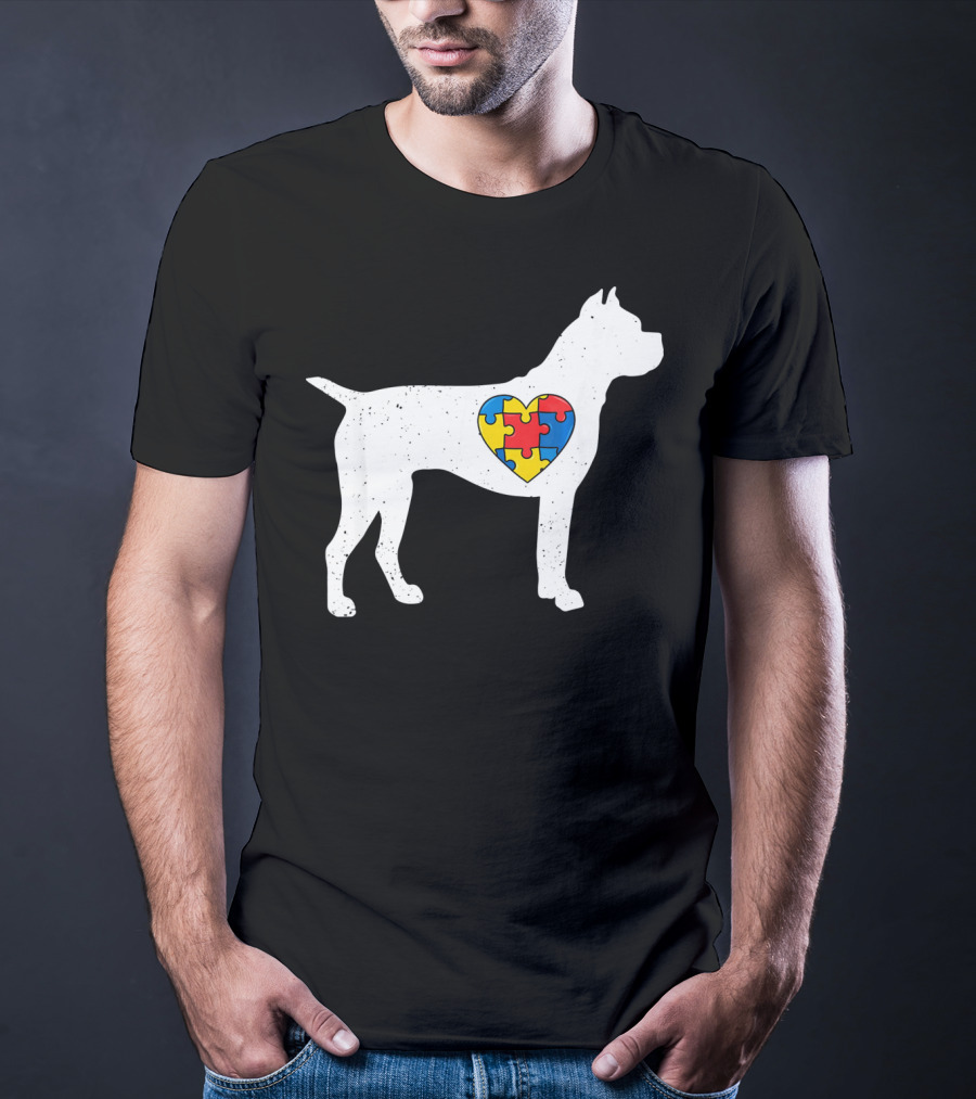 Boxer Heart Autism Awareness Puzzle Day T-Shirt