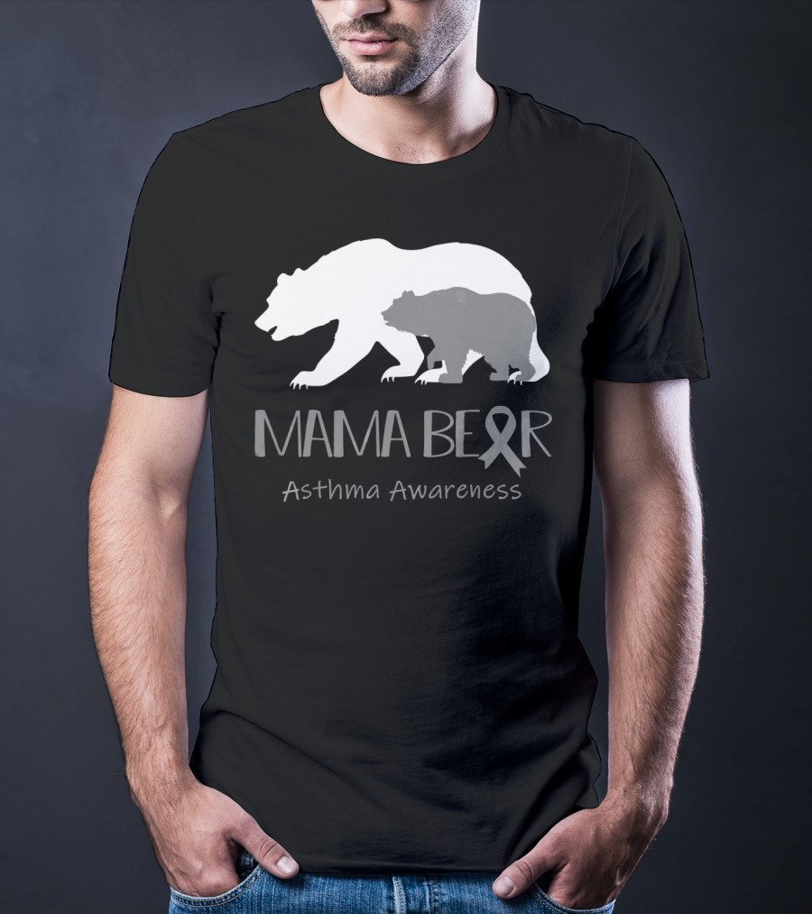 Mama Bear Asthma Awareness Ribbon T-Shirt