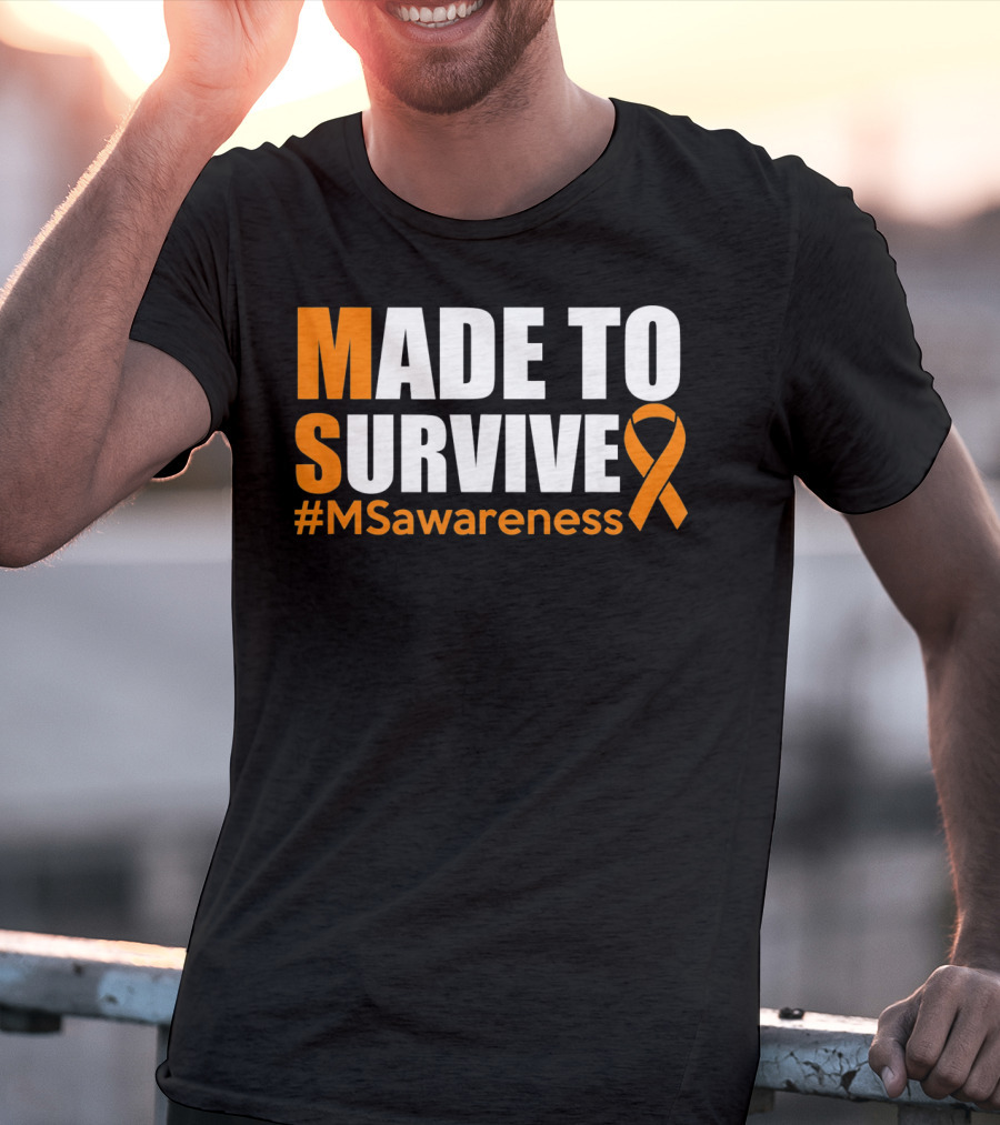 Made To Survive MS Awareness Ribbon Hashtag T-Shirt