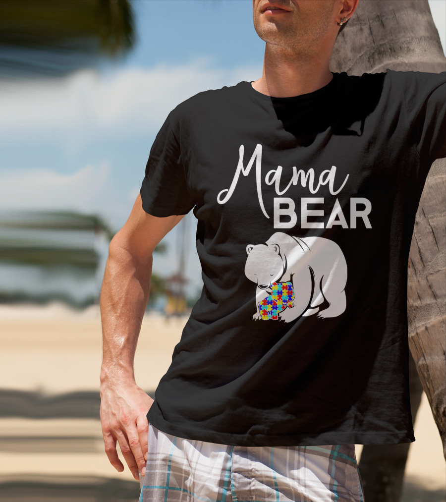 Mama Bear Autism Puzzle Heart T-Shirt