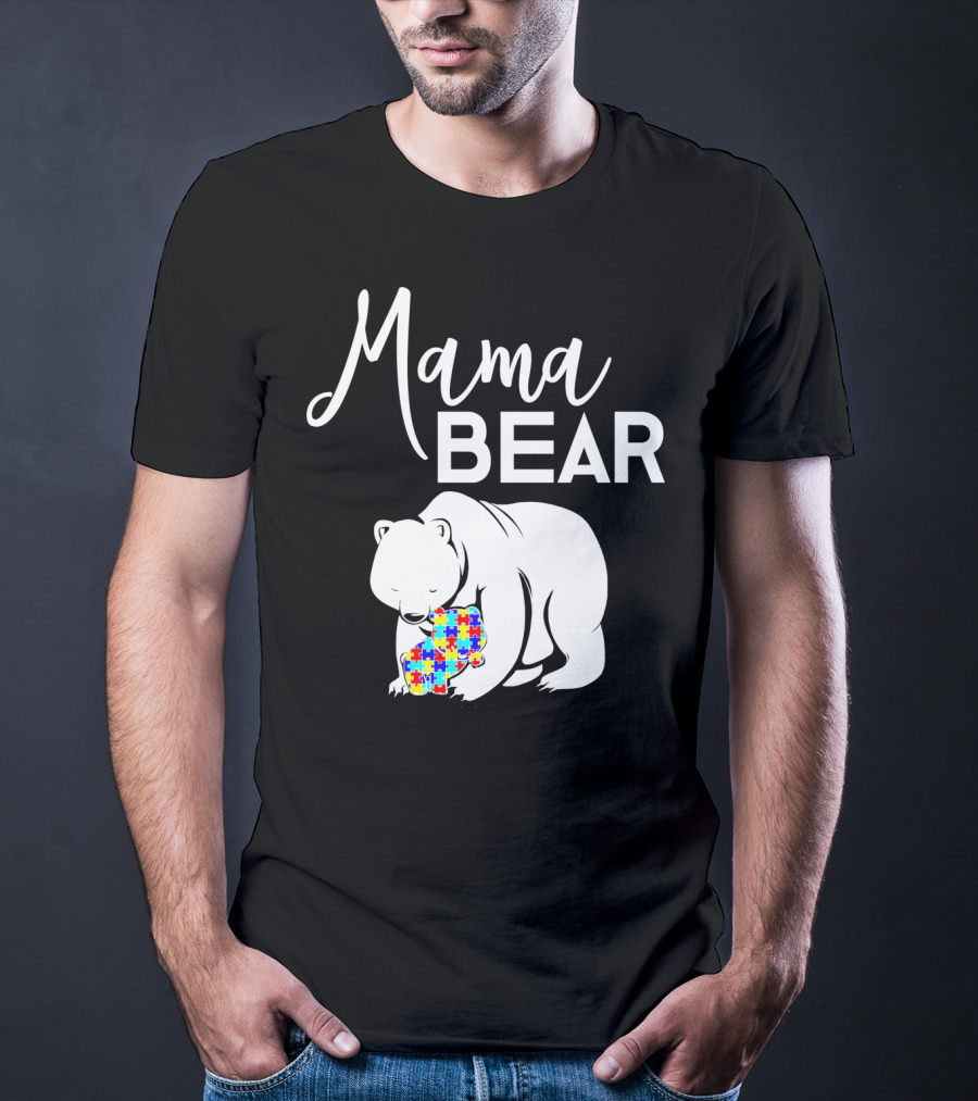 Mama Bear Autism Puzzle Heart T-Shirt