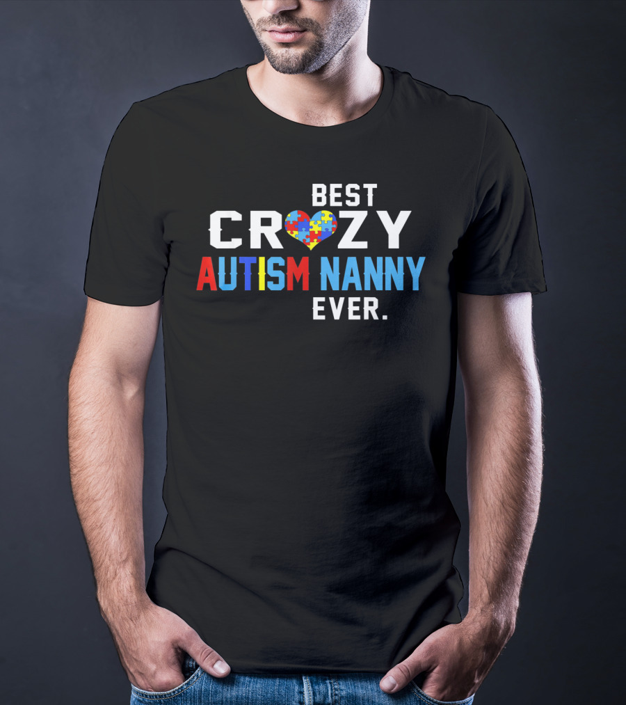 Best Crazy Autism Nanny Ever Puzzle Heart T-Shirt