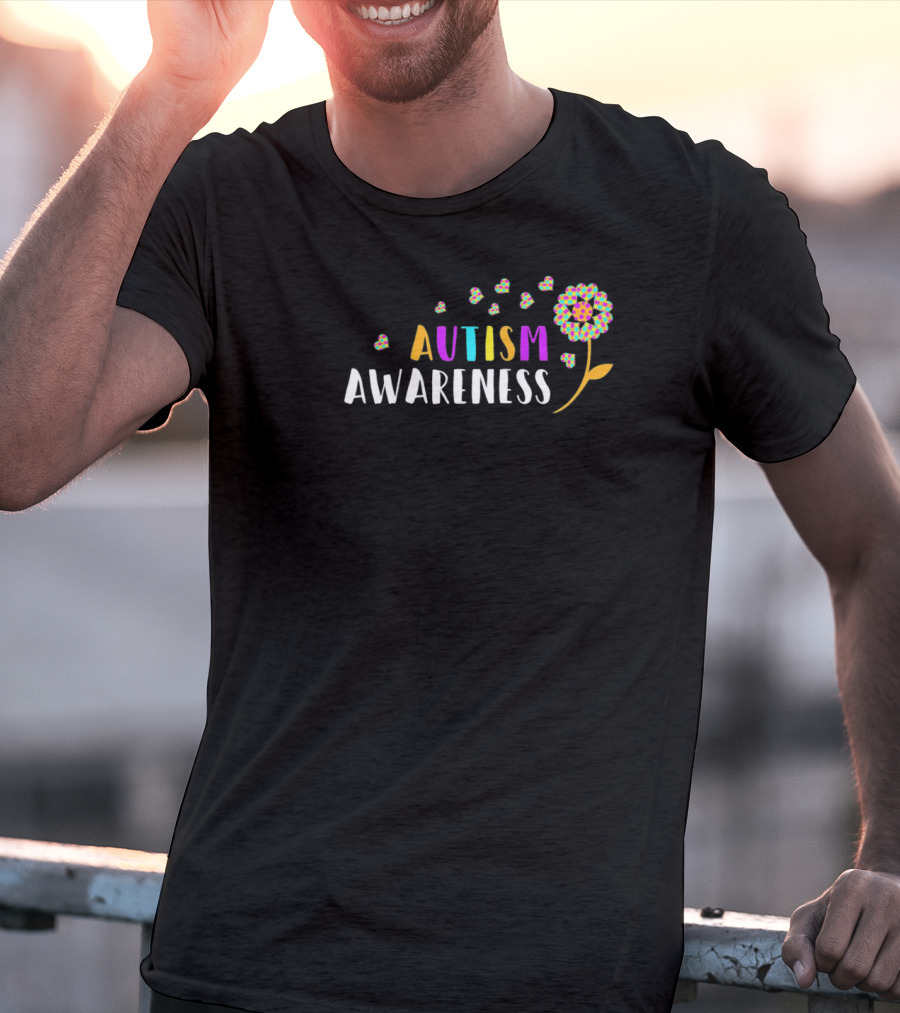 Autism Awareness Colorful Dandelion And Hearts T-Shirt