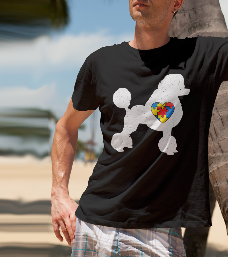 Poodle With Puzzle Heart Autism Awareness Day T-Shirt