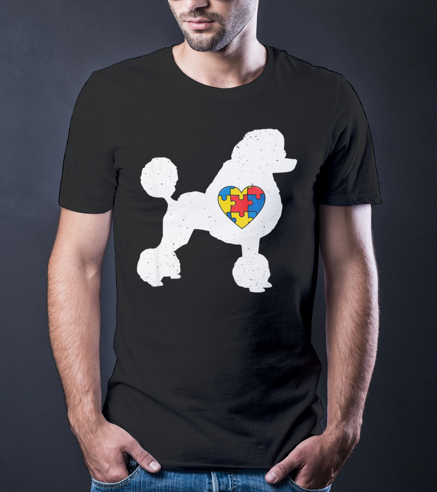 Poodle With Puzzle Heart Autism Awareness Day T-Shirt