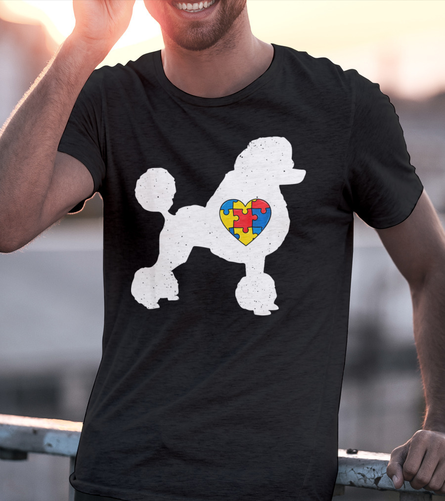 Poodle With Puzzle Heart Autism Awareness Day T-Shirt