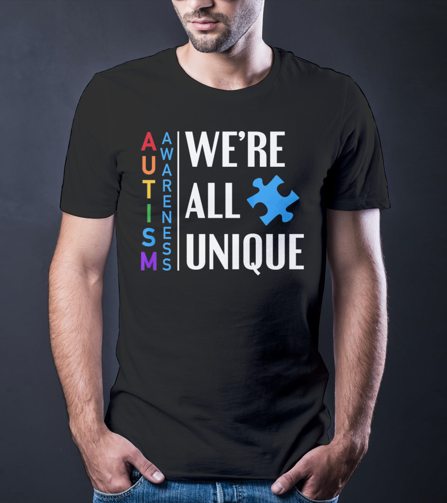 Autism Awareness We're All Unique Puzzle Piece T-Shirt