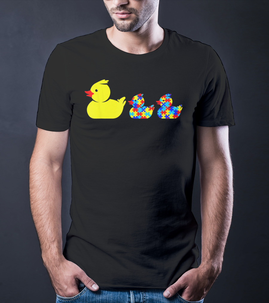 Duck Autism Awareness Puzzle Pattern Ducks T-Shirt